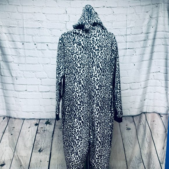 Nick & Nora Pajama One Piece Animal Leopard Print XL PJ With Hoodie Sleepwear - Picture 9 of 12